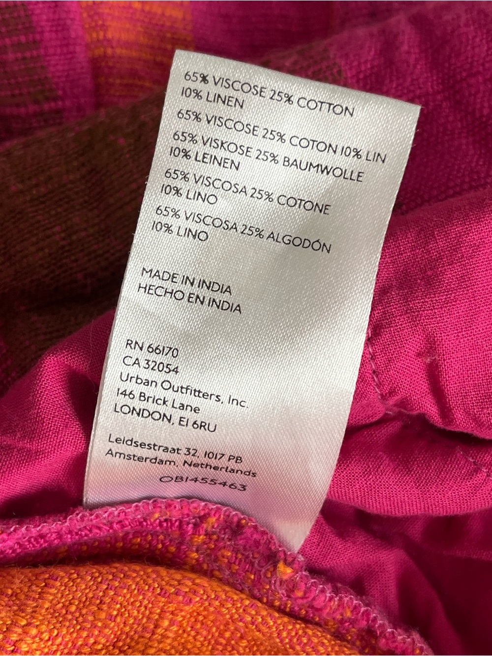 Urban Outfitters• Pink & Orange Low Rise Wide leg Martina Linen Trouser• Sz 0 - Picture 11 of 12